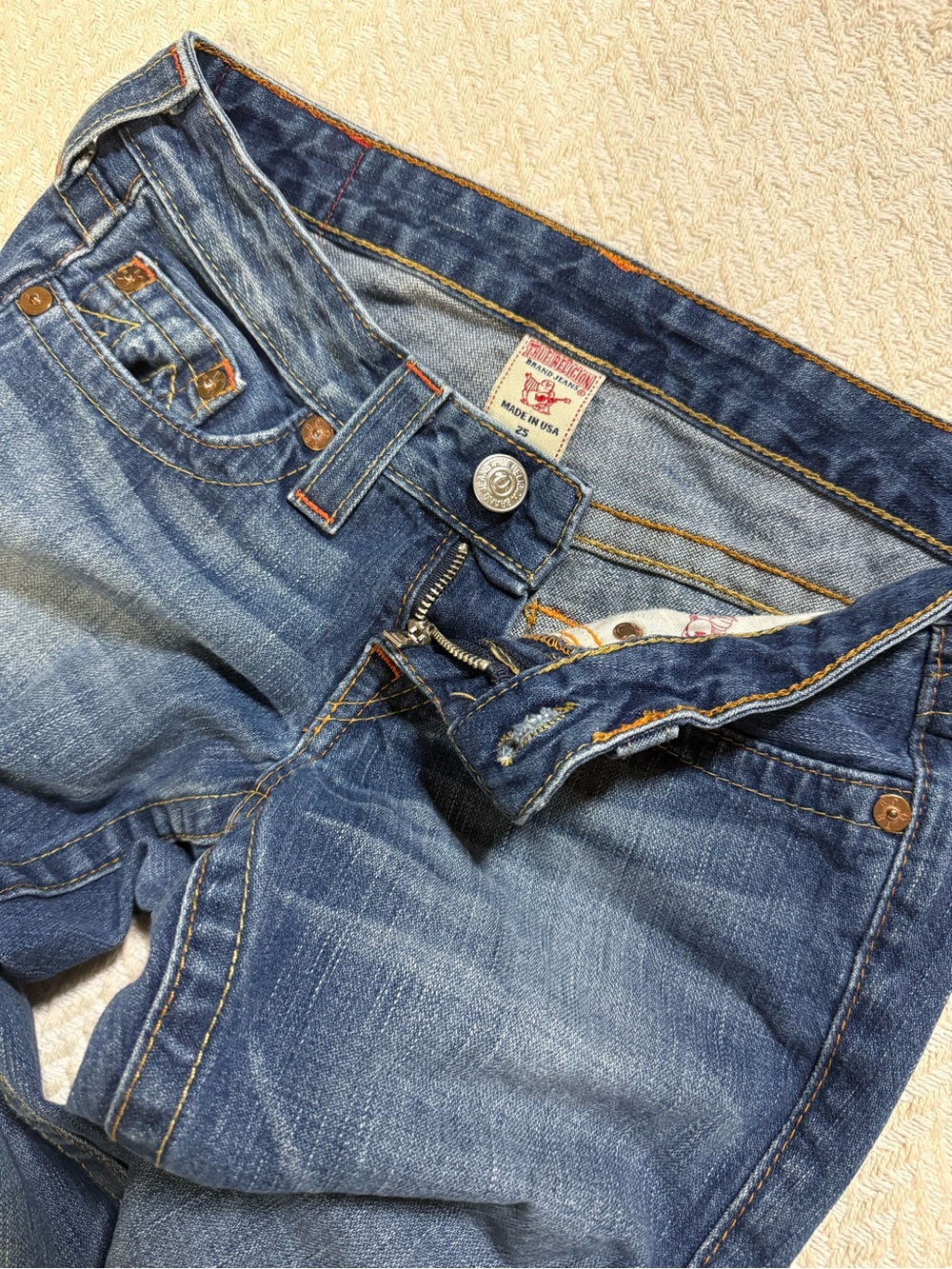 Vintage True Religion "Bobby" Ultra Low Rise Jeans - Size 25 - Picture 5 of 14
